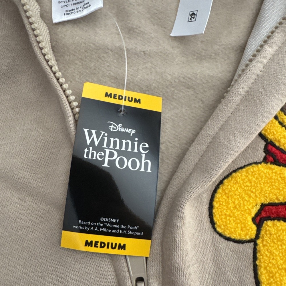 NWT Disney Winnie the Pooh Full Zip Hoodie Embroidered Beige/Sand Women Size M - Picture 16 of 16